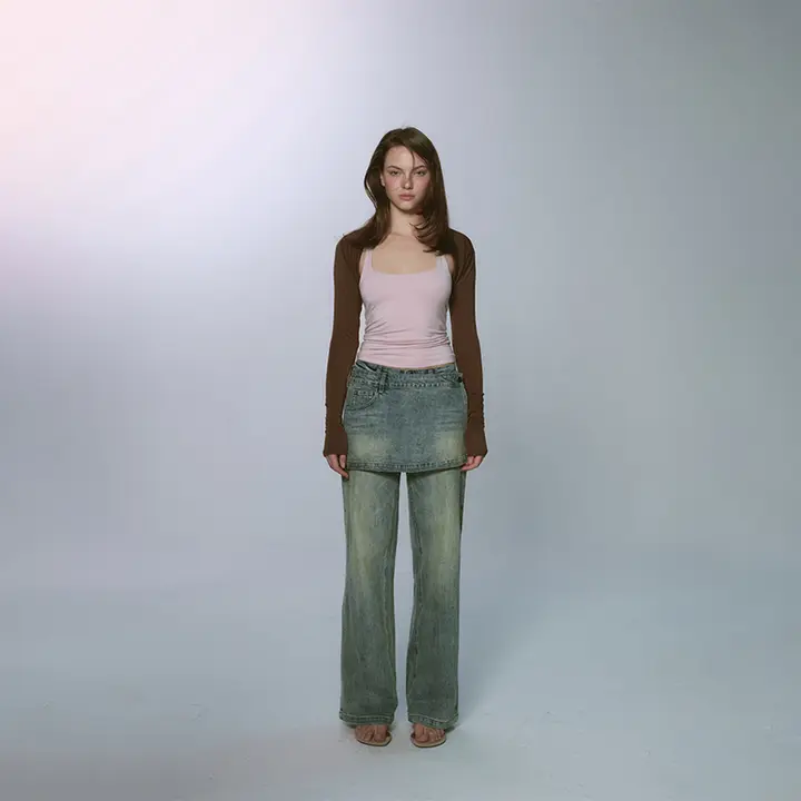 薄手モダール素材のフィット感あるノースリーブカーディガン【キャミソール付き・女性用】（セットアップ対応）
