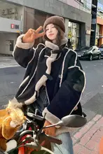 デザイン性の高いブラックライダージャケット【シープスキン風・冬用・厚手】