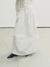 立体裁剪の弓形半身長スカート【水洗いコットン・ウエストゴム】