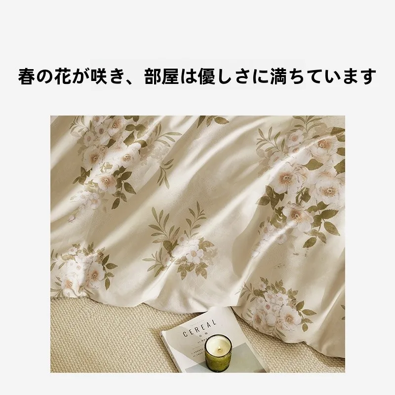 高密度コットン製マットレスカバーシングル：小清新花柄デザインと四季通用の実用性