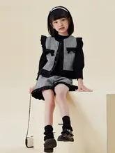 セットアップ 2点セット キッズ ガールズ チェック柄 ツイード風 アウター ワンピース カジュアル きれいめ 着回し 秋