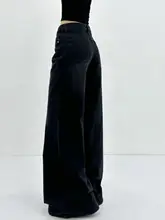 アメリカンビンテージ風 低いウエストのフレアデニムパンツ【スリム効果・ロング丈・ゆったりしたフィッ ト】