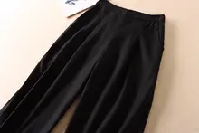 フィット コットンリネン ワイドレッグパンツ【高腰・春用・9分丈・カジュアル】