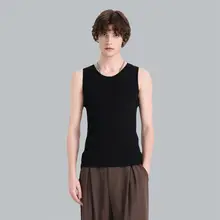 黒のニットタンクトップ【夏用・通気性・フィットデザイン・スポーツトレーニング】