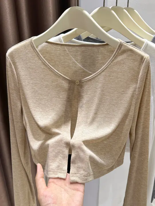 ワンボタンニットカーディガン 薄手日焼け止め ラップ