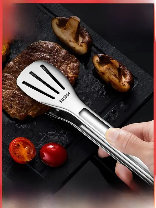 ステンレス製 食品用トング【キッチン用・揚げ物・パン・ケーキ・ステーキ・バーベキュー】