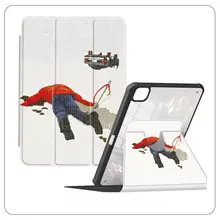 レトロなピクセルアートのイラスト入りiPad用三折保護カバー【アクリル製・回転機能】