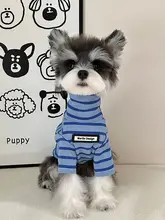 小型犬用 秋冬用タートルネックストライプ服【シュナウザー・テディ・ビション・ポメラニアン向け】