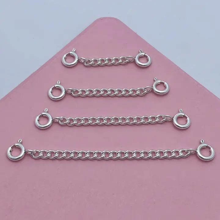 925銀製 ダブルフック延長チェーン【ハンドメイド用 DIY アクセサリー】