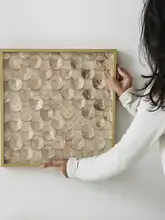 高級感のある金色貝殻立体装飾画【客間・ダイニング・壁掛け用アート】