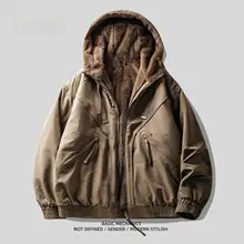 リバーシブルデザインのアウトドア用極上の柔らかさフリースコットンジャケット【冬用・ 保温・フード付き】