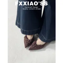 優雅な雰囲気のバラ色の粗いヒールパンプス【レトロなスエード・通勤用・疲れにくいデザイン】