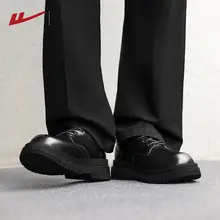 厚底黒革メンズビジネスシューズ【カジュアル通勤・スタイリッシュデザイン】