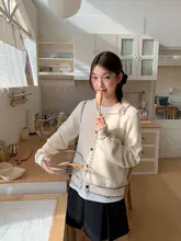 襟付きニットセーター【コントラストカラー・明線装飾】