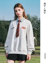春季新作カラー切替シャツカラー付きパーカー【男女兼用・フード付き・クラシックデザイン】