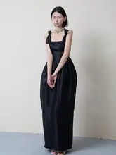 Note of love ブラック高級キャミソールリボン付きフラワーカットドレス【新婦用・ロング】
