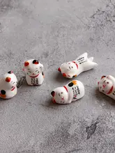 かわいい猫デザイン 陶器製箸置き【招財猫・卓上装飾】