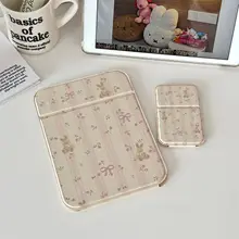 かわいいレースの小さなウサギと花柄の携帯用化粧鏡【カートゥーンデザイン・スタンド式】