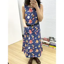 レトロ花柄デザインのサスペンダーワンピース【昭和風】