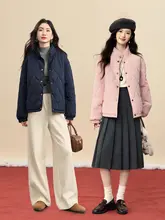 リバーシブルチェック柄ダウンコート【レトロ風・立ち襟・暖かさ】