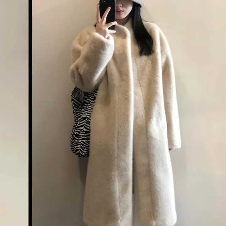 環境に優しい厚手ファーコート【立ち襟・保温・フィットデザイン】