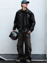 ライダースジャケット メンズ 型押しレザー デコンストラクション ボックスシルエット 短丈 アメカジ ヴィンテージ 上品 バイカー トレンド