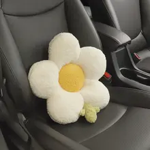 冬用 フラワーデザイン自動車用ヘッドレスト＆腰サポートクッション【可愛いカートンスタイル・2個セット】