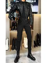 機能的なデザイン！ハードコアライダースジャケット【金属装飾・スリムフィット・秋春用】