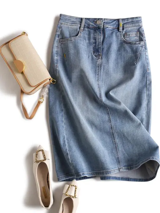 夏にぴったりなデニムスリットスカート【フレアデザイン・細身効果・コットン】