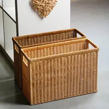 Kens プラスチック製ラタン風収納バスケット【大サイズ・フィットネス用・ヨガマット収納可】