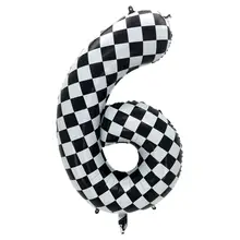 40インチ 大型 黒白チェック 数字 アルミ風船 レーシングテーマ誕生日パーティー装飾