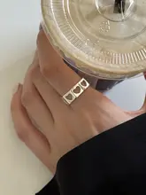 925シルバー製ハートデザインリング【オープンスタイル・幾何学模様・女性用】