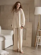 可愛らしい長袖ルームウェア【コットン素材・ゆったりシルエット・秋用】【セットアップ対応】