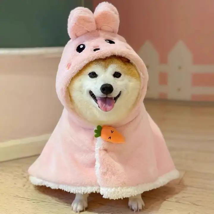 犬 用 寝間着 秋冬 うさぎデザイン 厚手 保温 中小型犬