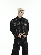 デニムジャケット＆破壊デニムパンツ【独特なデザイン・おしゃれな風合い・セットアップ対応】