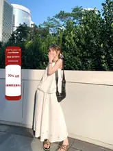 透かし柄バックリボンデザインキャミソール・マキシスカート【夏季用・カジュアル】（セットアップ対応）