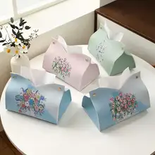 高級感ある皮革製油絵デザイン ティッシュボックス【軽食風・リビング・車用】
