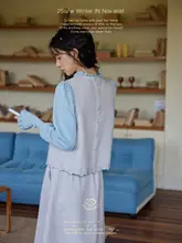美しい刺繍デザインのノースリーブベストとスカート【フランス風・ツイード風・セットアップ対応】