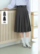 高腰Aラインプリーツスカート【ブラック・JKスタイル・秋用】