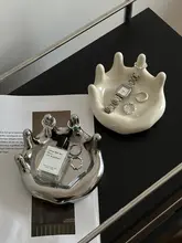 フランス風レトロ陶器トレイ【インテリア装飾・香水やジュエリーのディスプレイ用】