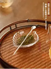 水晶ガラス製 茶道具三点セット【リーフデザイン・茶さじ付き】（セットアップ対応）