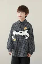 シャツ キッズ ボーイズ 黒白チェック柄 肌触り良い 快適 定番 「oddtails」