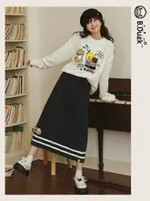 猫デザインのニットスカート【冬用・シンプル・細見え効果】