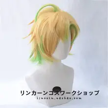 伊弉冉一二三 コスプレ用 おしゃれな金緑挑染 反翘ウィッグ