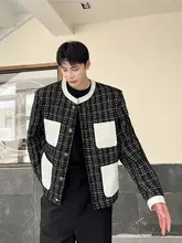 デザイン性に優れたコントラストジャケット【男性用・ツイード風・厚手】