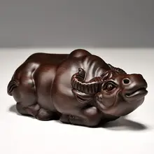 黒檀木製 水牛の置物【実木彫刻・インテリア装飾・贈り物に最適】