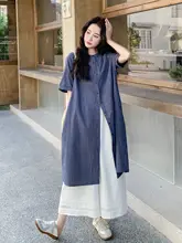 感あるチェックシャツとワイドパンツのセットアップ（セットアップ対応）