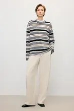 蝶之河 粗紡ウールのビンテージカラーストライプニットセーター【カジュアルシルエット・厚手】