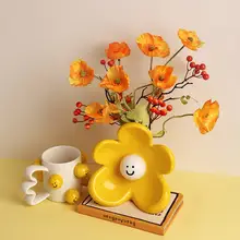 景德鎮製 陶器花瓶【スタイリッシュデザイン・インテリア用】