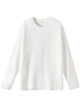 極上の柔らかさ！純白の重厚ワッフル長袖Tシャツ【男女兼用・ゆったりデザイン・カジュアル】